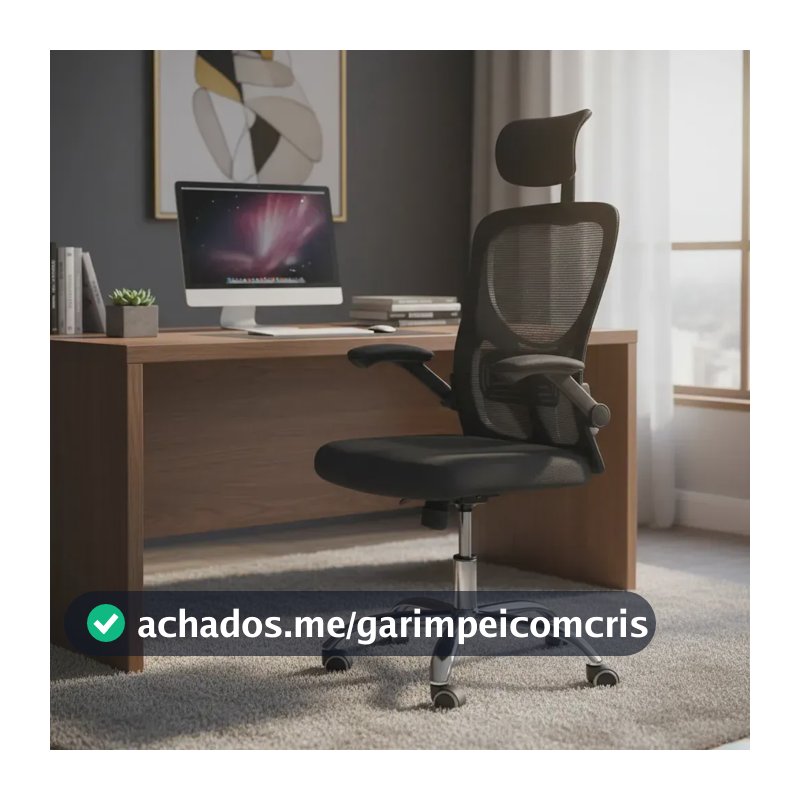 Cadeira De Escritório Ergonômica Ravena Apoio Lombar E Nuca Preto Espuma, Mesh Respirável