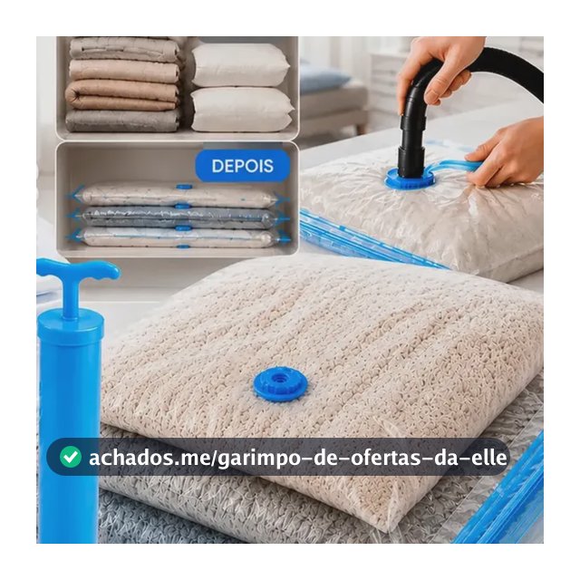 Kit 10 Sacos a Vácuo Reutilizáveis com Bomba para Viagem e Organização