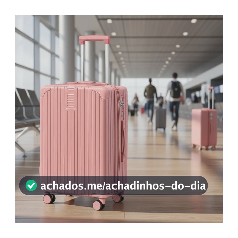 Mala De Viagem 10kg Roda Dupla Removivel 360o Ziper Expansor Rosa Listras