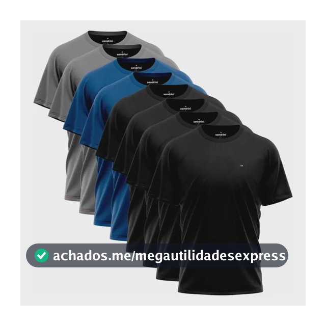 Kit 8 Camisas Sandrini Dry- Fit Masculina Caminhada Academia