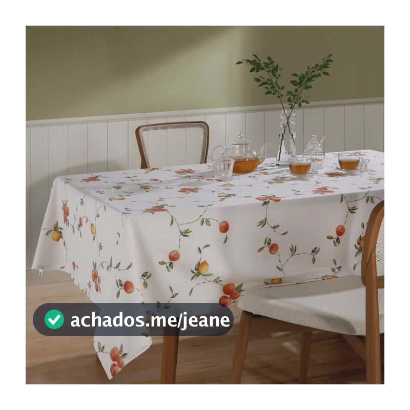 Toalha De Mesa Retangular Dohler 8 Lugares Limpa Facil Clean Estampada Pêssegos