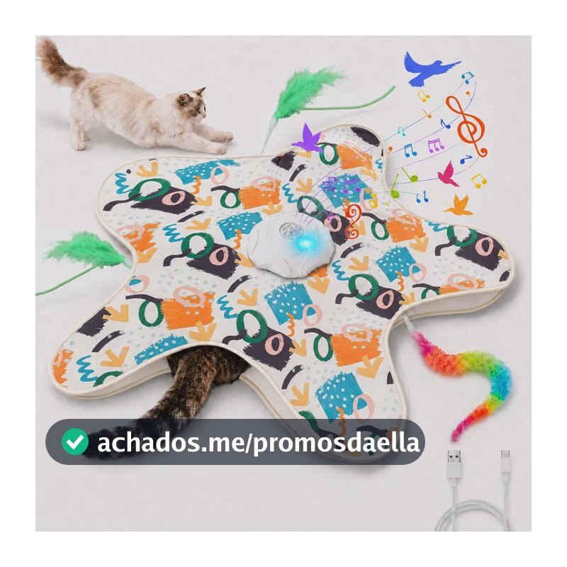 Brinquedo Elétrico Interativo para Gatos Fallove com 3 Refis de Pena e Lagarta