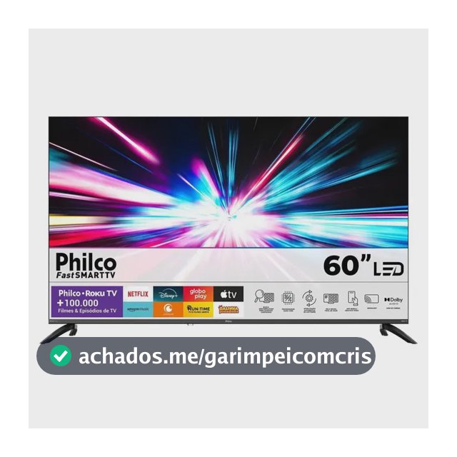 Smart TV Philco 60" P60VIK 4K UHD LED Roku Dolby Audio Wi-Fi HDR10