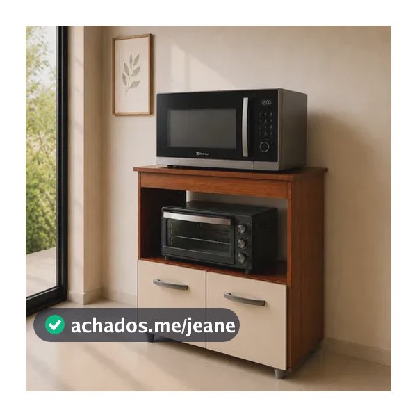 Balcão Multiuso Ângela Para Forno e Micro-ondas Móblis Savana/Off White