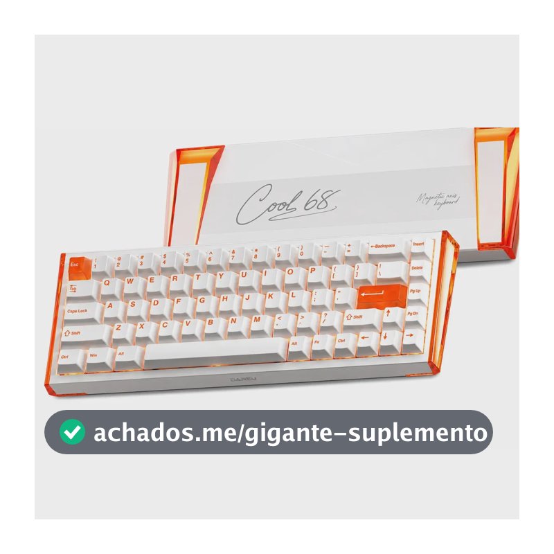 Teclado Gamer Magnético 8000hz Rapid Trigger 0,01mm Hot Swap Switch Shadow Blade Cool68 Led Rgb Dareu Blazing Orange