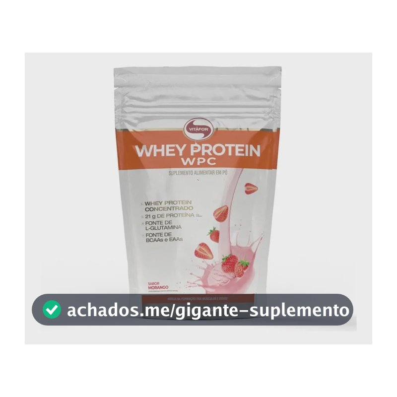 Whey Protein WPC Morango 900g Vitafor
