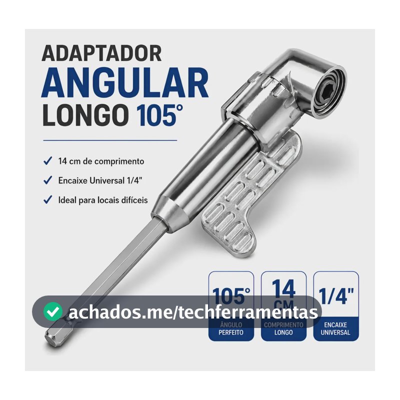 Adaptador Angular Longo 105° Furadeira Parafusadeira 1/4 Pro