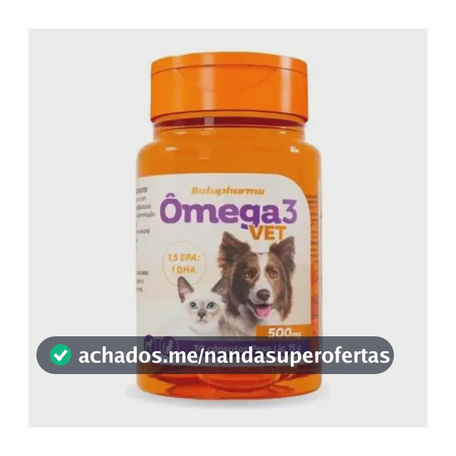 Omega 3 Vet 500mg Botupharma Ômega-3 para Cães e Gatos 30 Cápsulas