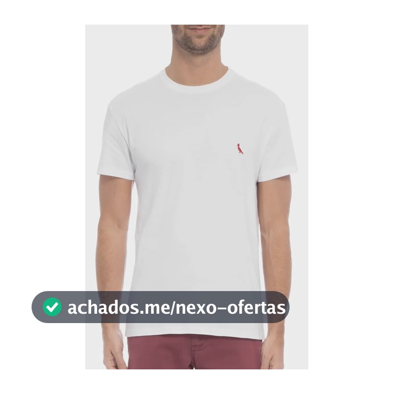Camiseta Reserva Bordado Brasa Gola Careca - 100% Algodão Branco Brasa P Bordado