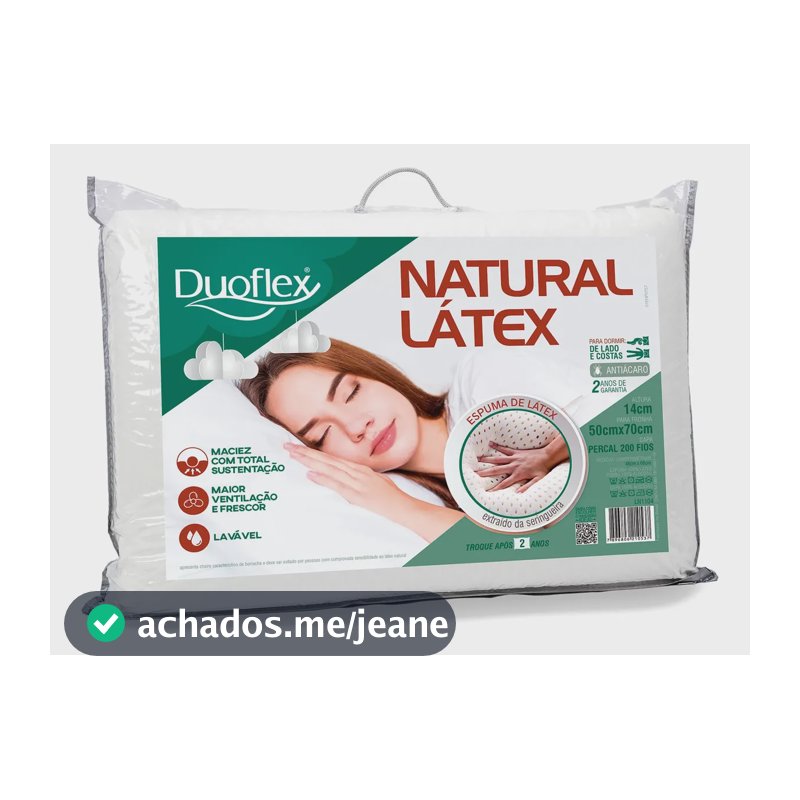 Travesseiro Duoflex Natural Látex - 14cm altura - Ln1104 Cor Branco
