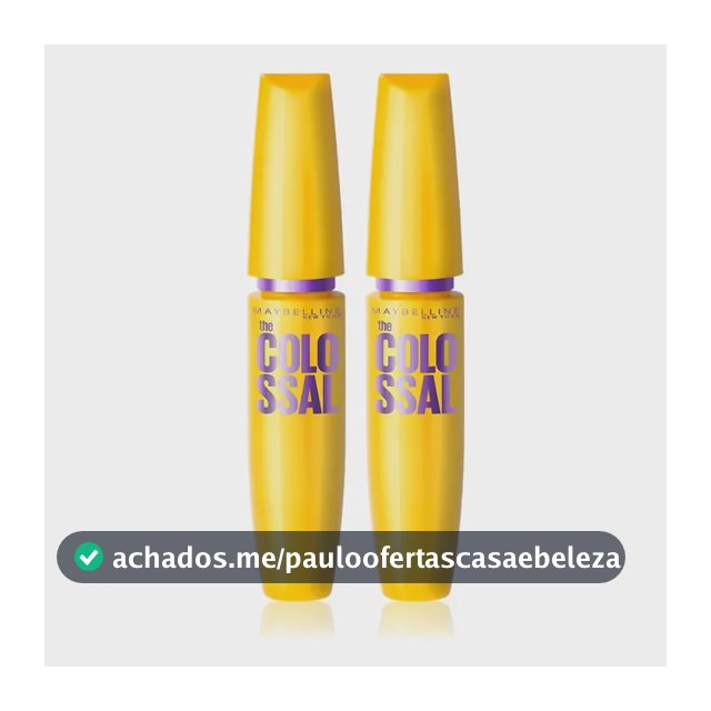 Maybelline NY The Colossal Volum' Express, Kit Máscaras de Cílios, Volume Colossal, Remoção Instantânea com Água, Fórmula com Colágeno, Cor Preto, 2 Unidades