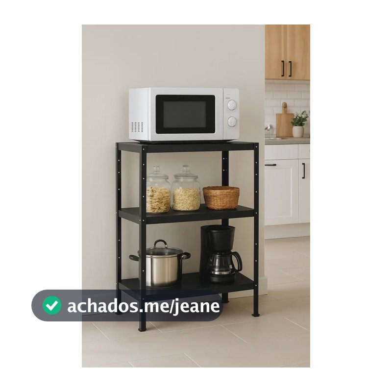 Balcão De Ferro Multiuso Para Cozinha Ou Lavanderia Preto