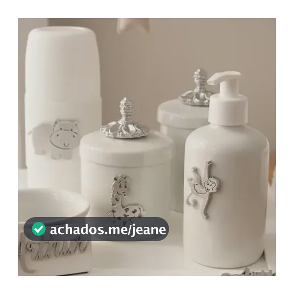 Kit Higiene Do Bebê Porcelana Safari Com Nome Bandeja Reta