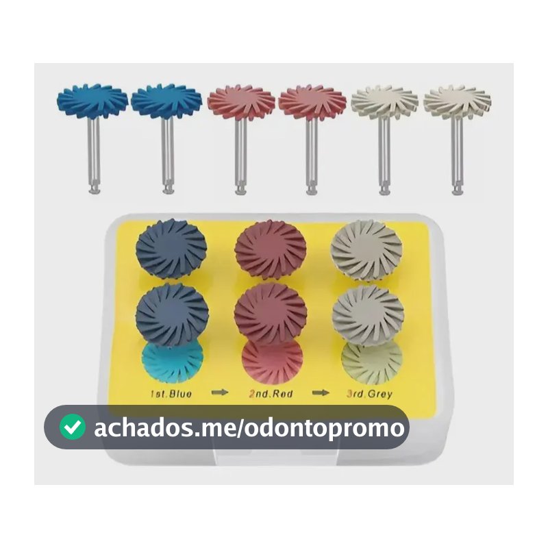 Kit Polimento Disco Borracha Dental Resina Composta 6pçs 14m Multicolorido
