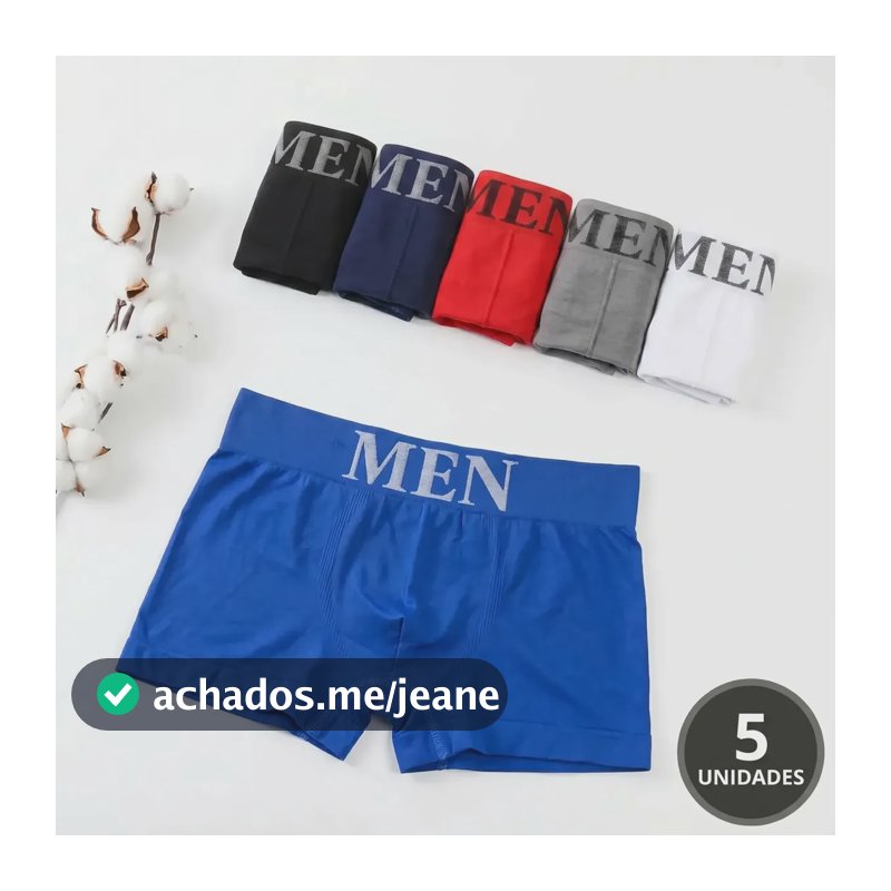 Kit 5 Cueca Boxer Masculina Microfibra Adulto Premium Luxo Multicolorido M