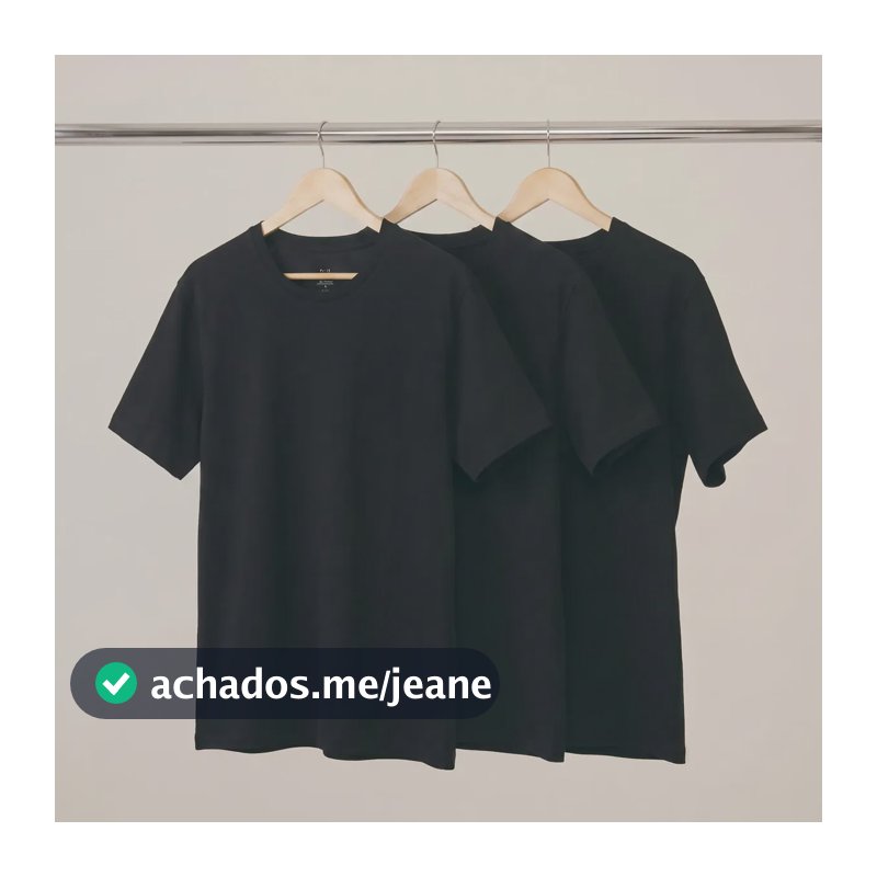 Kit 3 Camisetas Hering Masculina Básica Original Algodão Preto M