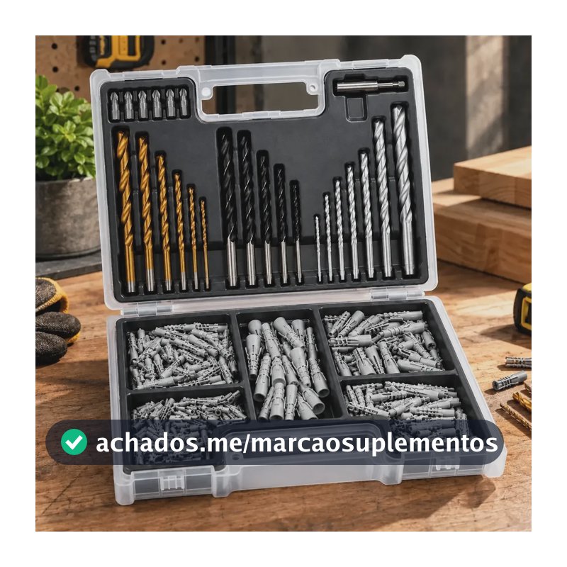 Jogo De Brocas Madeira Metal Concreto Completo Com Buchas