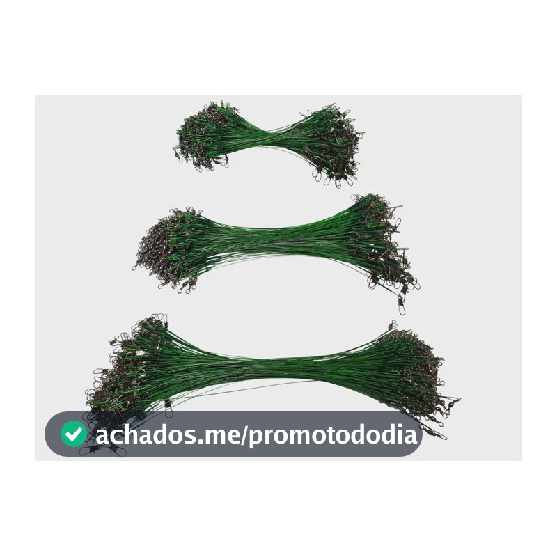 Kit 60 Chicote Pesca Cabo Aço Com Snap Encastoador Girador 60un Tralha de Ouro ( 20un C/15cm + 20un C/20cm + 20un C/24cm)