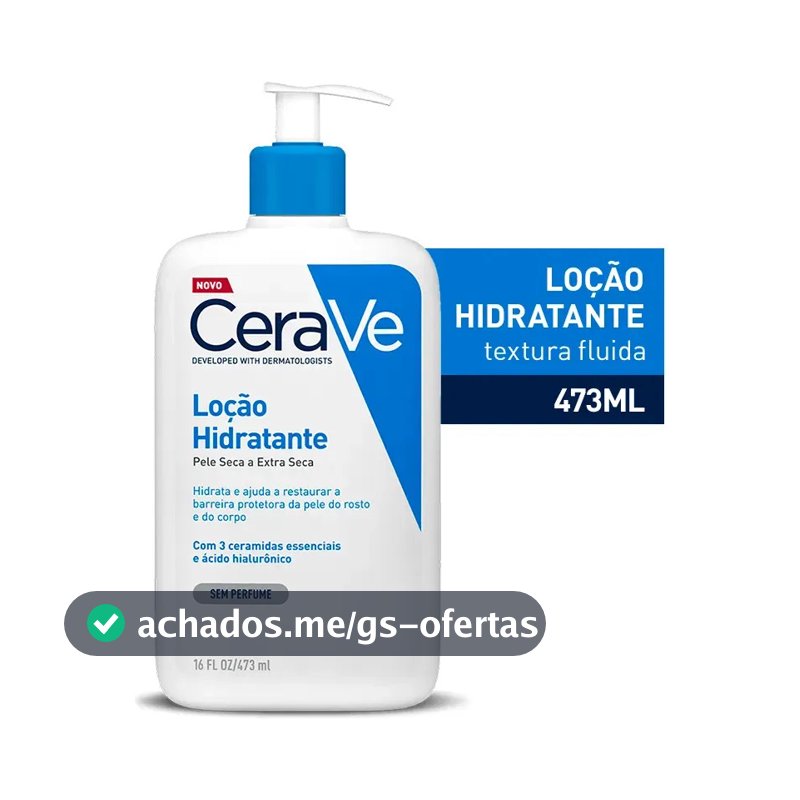Loção Hidratante Corporal Sem Perfume, com Ceramidas Essenciais e Ácido Hialurônico, Textura Fluida CeraVe 473ml