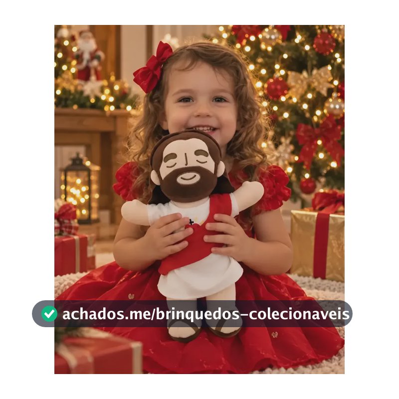 Pelúcia Jesus Cristo 35cm Grande Presente Cristã Fofo Vermelho