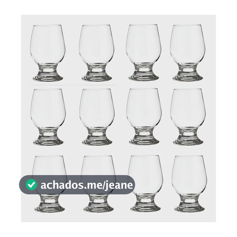 Kit 12 Taças de Agua Nadir Paulista 250ml Vidro Transparente