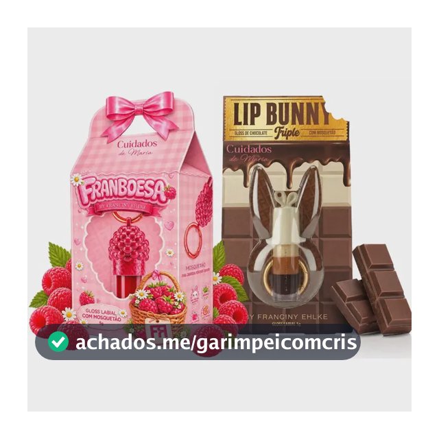Kit Gloss Hidratante Labial Franboesa + Gloss Labial Lip Bunny Triple Chocolate - Fran By Franciny Ehlke - Cuidados de maria