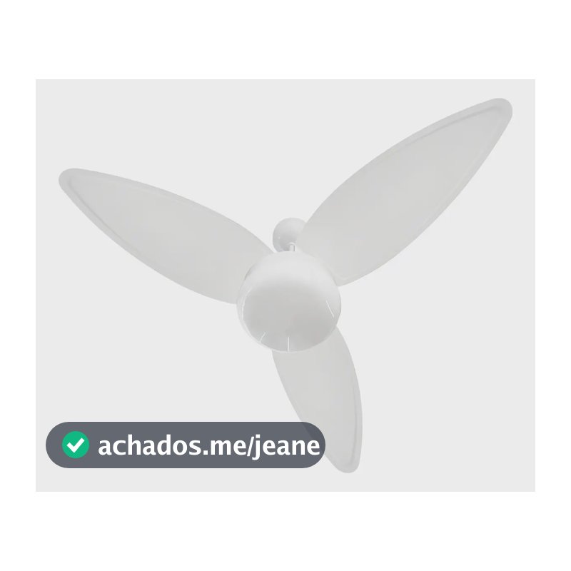 Ventilador de Teto Ponente Zonda Inverter de 96 cm Com Controle e 3 Pás Brancas