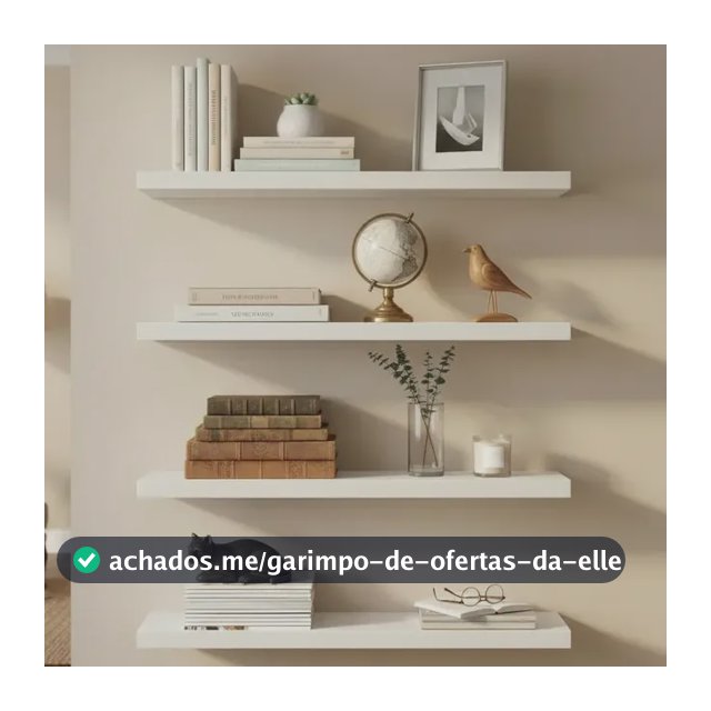 04 Prateleiras 50x15cm Mdf Livros Foto Organizador Decoração Branco