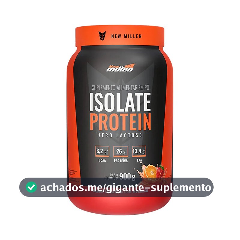 Proteína bovina isolada New Millen Whey Zero Lactose Isolate em pó sabor tangerina com morango x 900g
