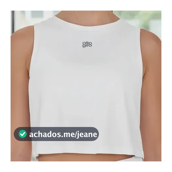 Regata Cropped Fitness Alto Giro Refletivos Branca