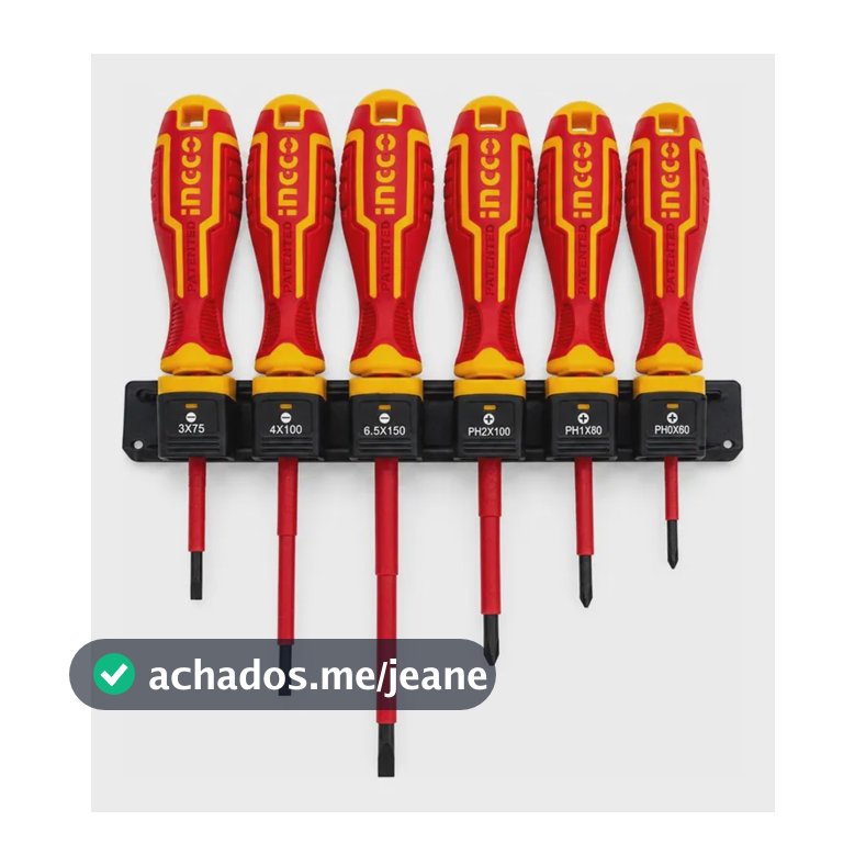 Jogo De Chaves De Fenda E Philips Isolada 1000v C/6 - Ingco