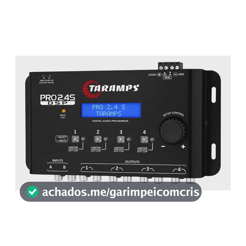 Processador de Áudio Digital Taramps Pro 2.4S para Som Automotivo com Crossover e Equalizador 15 Bandas