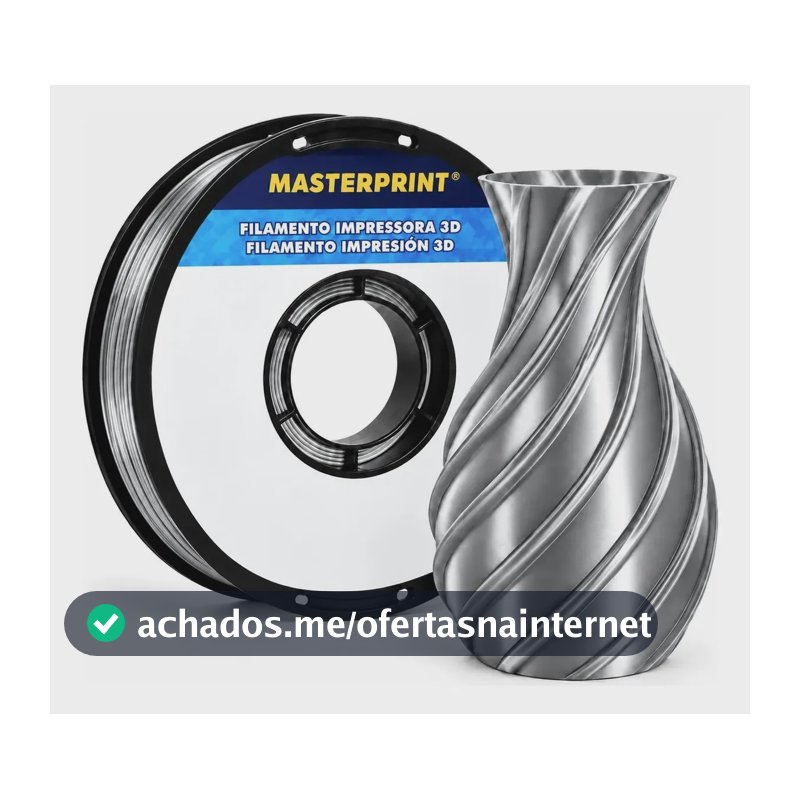 Filamento 3d Masterprint Pla 1.75mm 1kg Masterprint Prata Silk