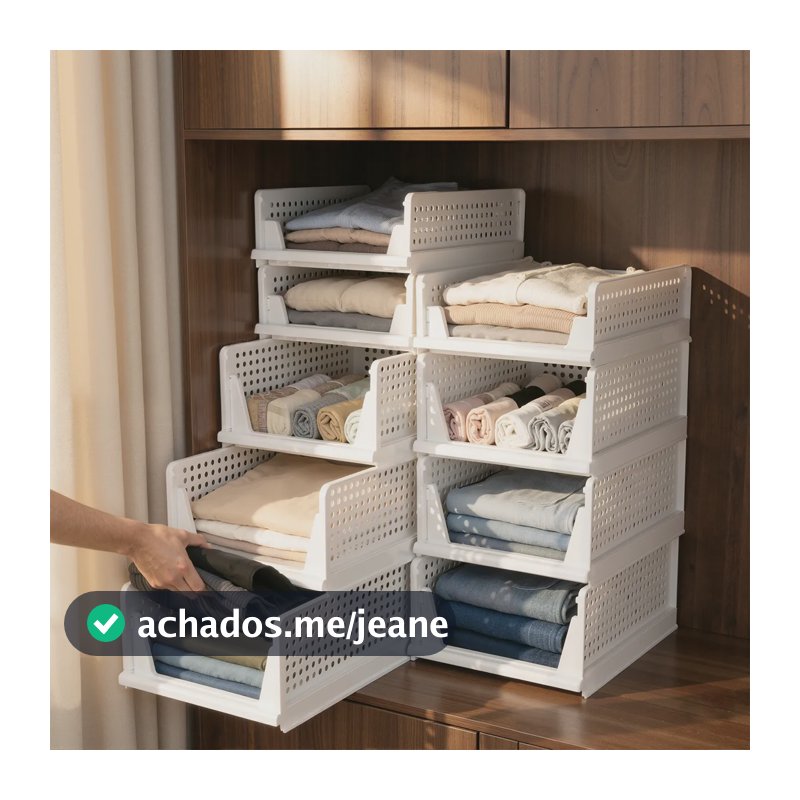 Heemli Organizador Guarda Roupa Dobrável Gaveta Branco Branco-b