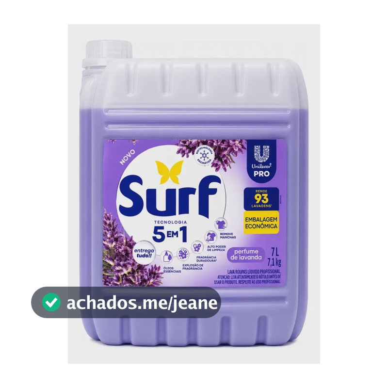 Lava-Roupas Líquido Profissional 5 em 1 Fragância De Lavanda Galão Com 7L Surf