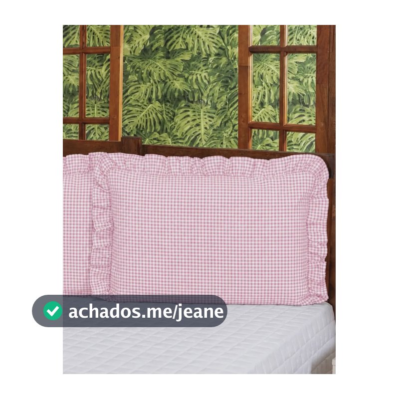 2 Fronhas (1par) De Babado Algodão Exclusivas Clássicas Xadrez Rosa Bebê Estampas