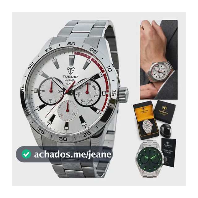 Relógio Masculino Analógico Tuguir Prata 100m Mergulho 37063 Prata