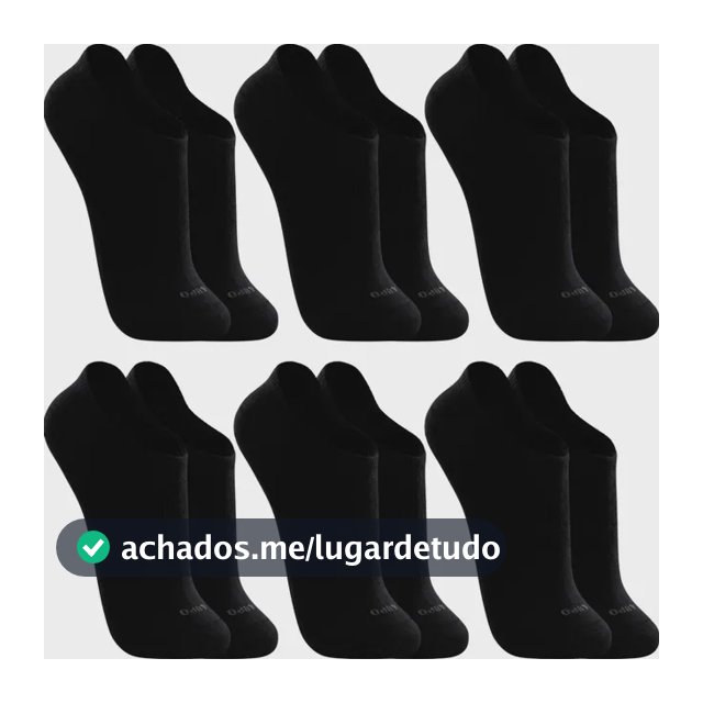 Kit 6 Pares Meias Soquete Invisível Lupo Algodão Unissex