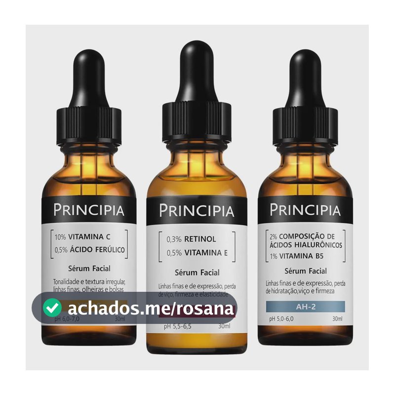 Principia Kit C/3 Séruns Vitamina C + Retinol + Hialurônicos