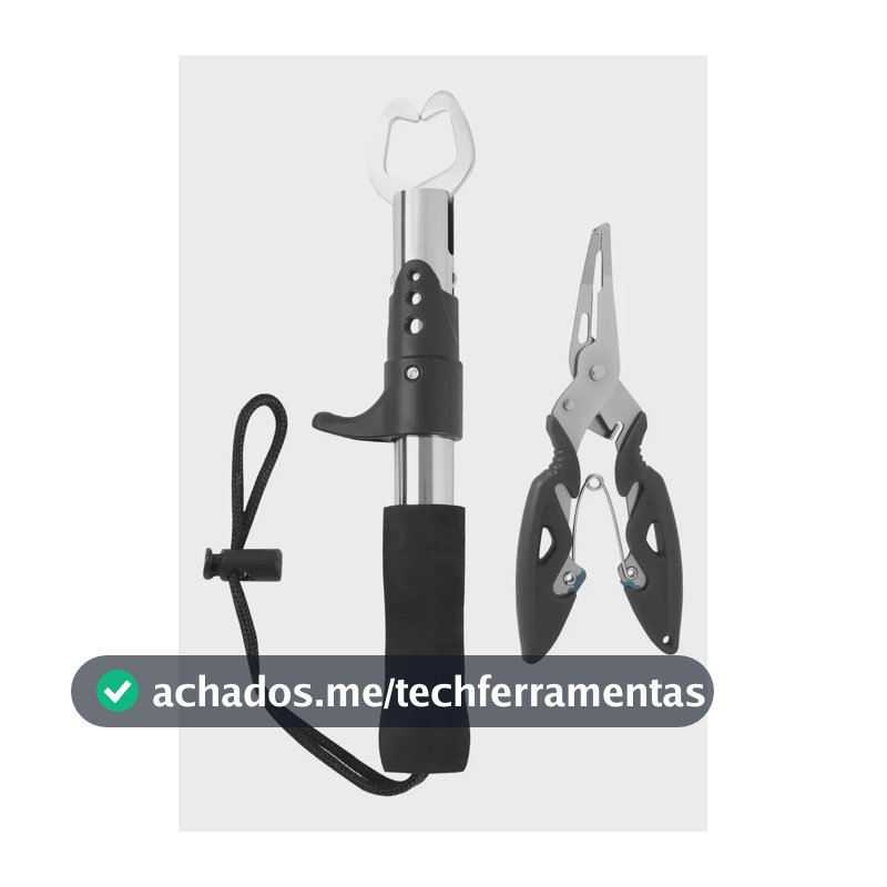 Kit Pesca Alicate Contenção Peixe Saca Anzol Bico Multifunçã Preto