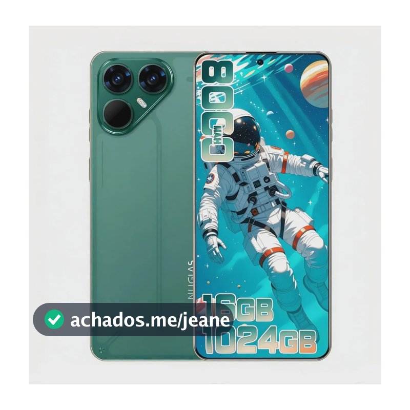 Smartphone NUGLAS Pava8 Pro 5G 16GB RAM 1024GB Android 16 Dimensity 9200 Tela 6,82 3840x2160 Câmera 108MP e 32MP Bateria 8000mAh Leitor Digital NFC GPS Dual SIM Bluetooth 5.4 Verde