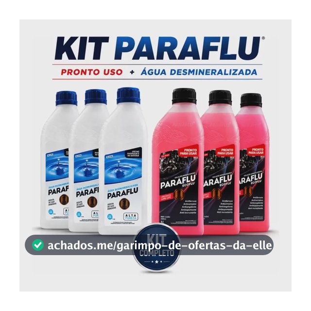 Kit Aditivo Radiador Paraflu Rosa E Agua Desmineralizada 3lt