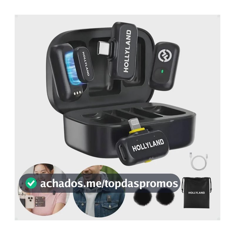 Microfone sem fio Hollyland Lark A1 Combo cor preto
