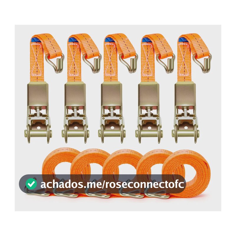 5x Kit Cinta Catraca Pequena 800kg Amarração Carga Reforçada Laranja