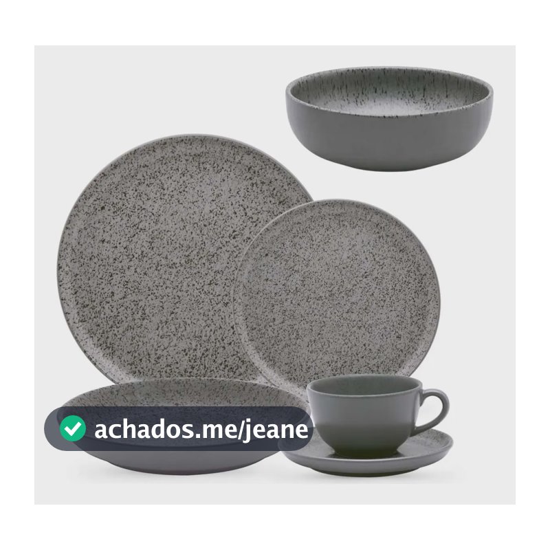 Aparelho De Jantar E Chá 11 Peças Flat Gray - Oxford Gray Flat Gray
