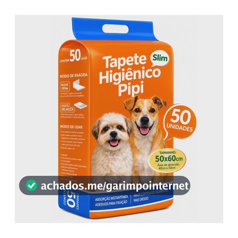 Tapete Higiênico Para Cachorro 50 Unidades 50x60cm Com Gel Absorvente Fralda Manta Pet Cão