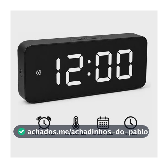 Relógio Digital Led C Despertador Data Alarme D Mesa Tempera Branco