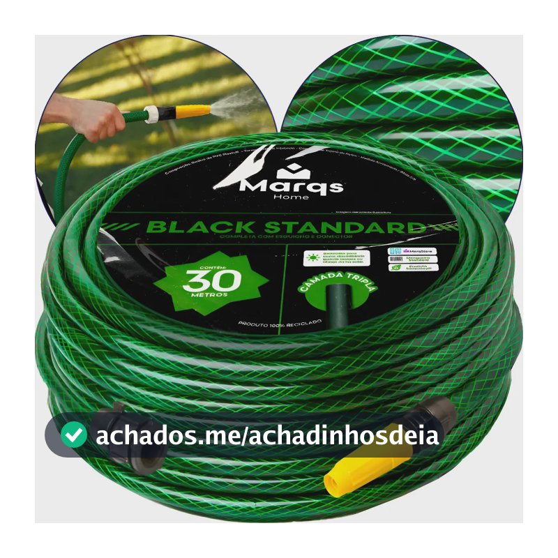 Mangueira Jardim 30 Metros Com Esguicho Trançada Reforçada Flexível 7/16 Anti Dobra Irrigação Quintal Poço Lavagem Durável Marqs Home