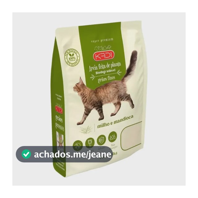 Kadi Areia Sanitária 4kg Grãos Finos Biodegradável Gatos