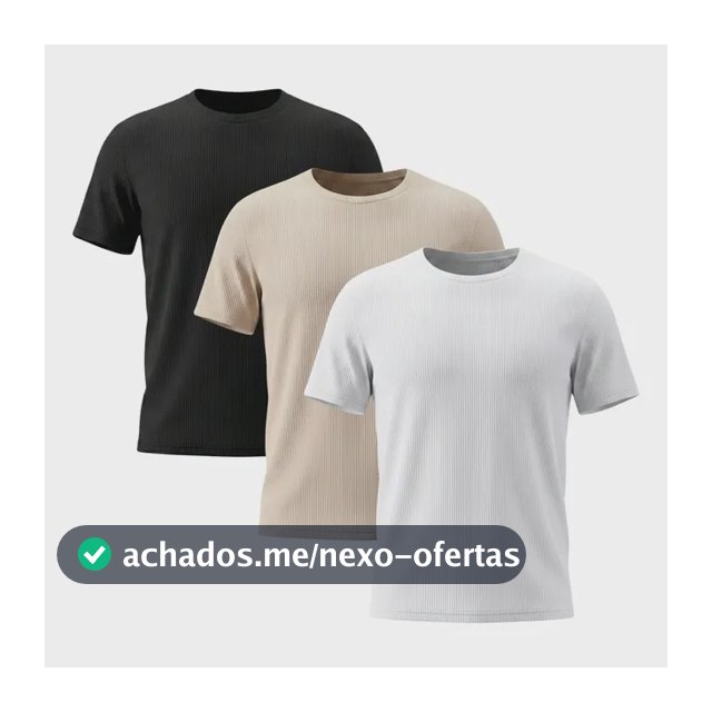 Kit 3 Camisetas Masculina Canelada Americana Gola Careca